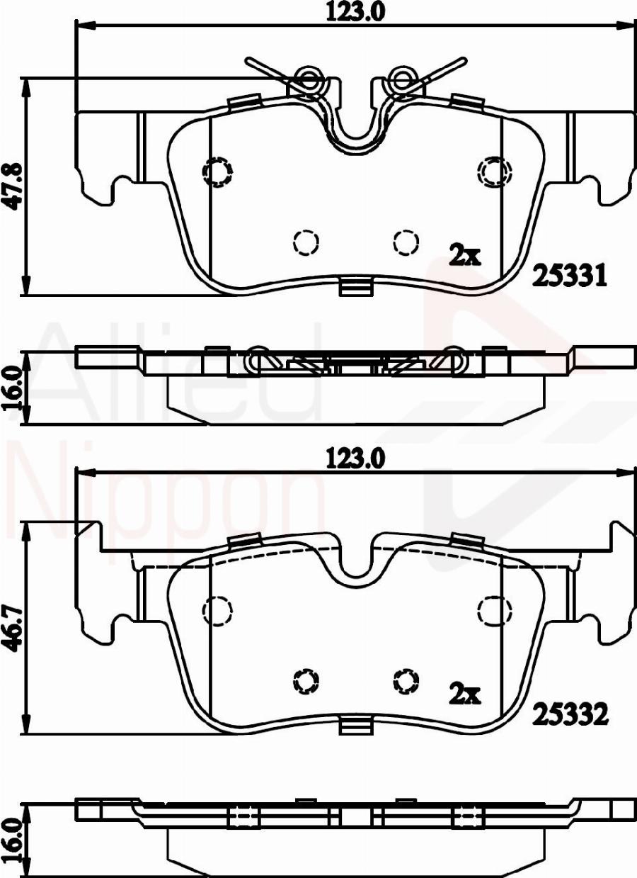 ALLIED NIPPON ADB02318 - Гальмівні колодки, дискові гальма autocars.com.ua