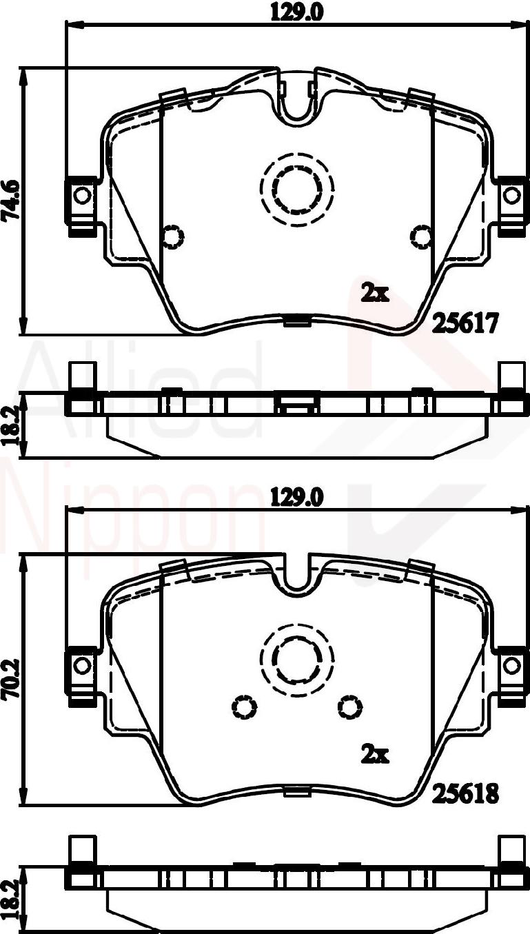 ALLIED NIPPON ADB02319 - Гальмівні колодки, дискові гальма autocars.com.ua