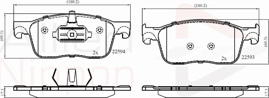 ALLIED NIPPON ADB02354 - Гальмівні колодки, дискові гальма autocars.com.ua