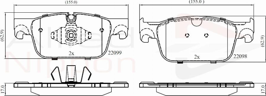 ALLIED NIPPON ADB02374 - Гальмівні колодки, дискові гальма autocars.com.ua