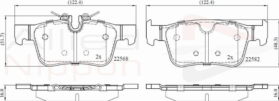 ALLIED NIPPON ADB02375 - Гальмівні колодки, дискові гальма autocars.com.ua