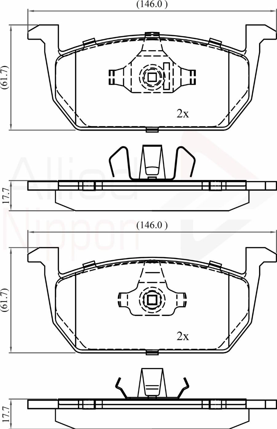 ALLIED NIPPON ADB02389 - Гальмівні колодки, дискові гальма autocars.com.ua