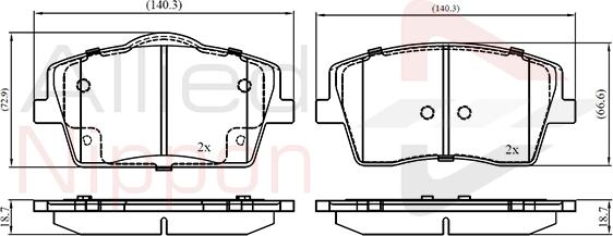 ALLIED NIPPON ADB02394 - Гальмівні колодки, дискові гальма autocars.com.ua