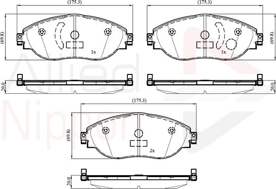 ALLIED NIPPON ADB03115 - Гальмівні колодки, дискові гальма autocars.com.ua