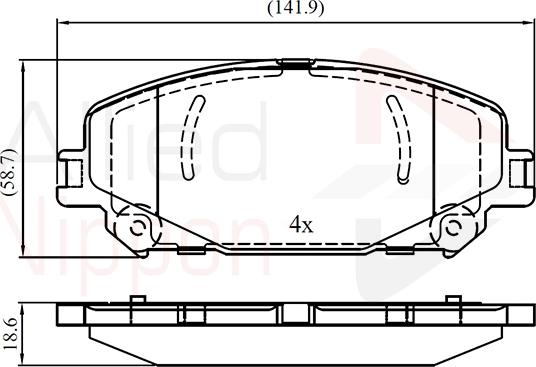 ALLIED NIPPON ADB03493 - Гальмівні колодки, дискові гальма autocars.com.ua