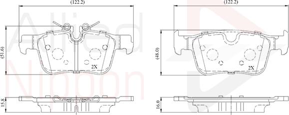 ALLIED NIPPON ADB03748 - Гальмівні колодки, дискові гальма autocars.com.ua