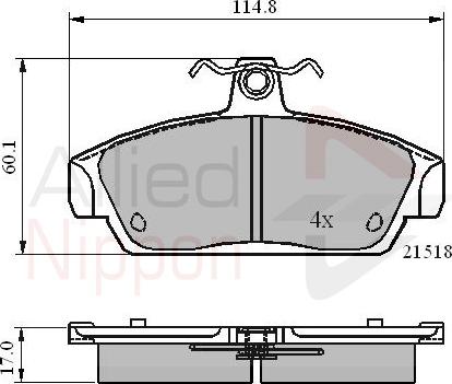 ALLIED NIPPON ADB0467 - Гальмівні колодки, дискові гальма autocars.com.ua