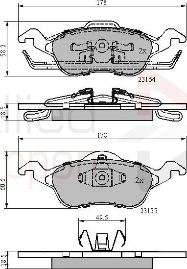 ALLIED NIPPON ADB0490 - Гальмівні колодки, дискові гальма autocars.com.ua