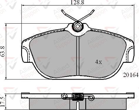 ALLIED NIPPON ADB0590 - Гальмівні колодки, дискові гальма autocars.com.ua