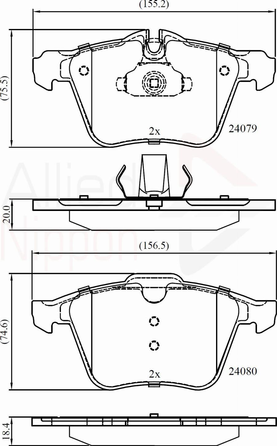 ALLIED NIPPON ADB06063 - Гальмівні колодки, дискові гальма autocars.com.ua