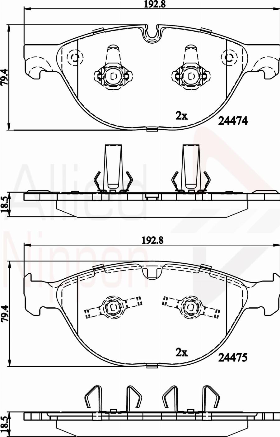 ALLIED NIPPON ADB06093 - Гальмівні колодки, дискові гальма autocars.com.ua