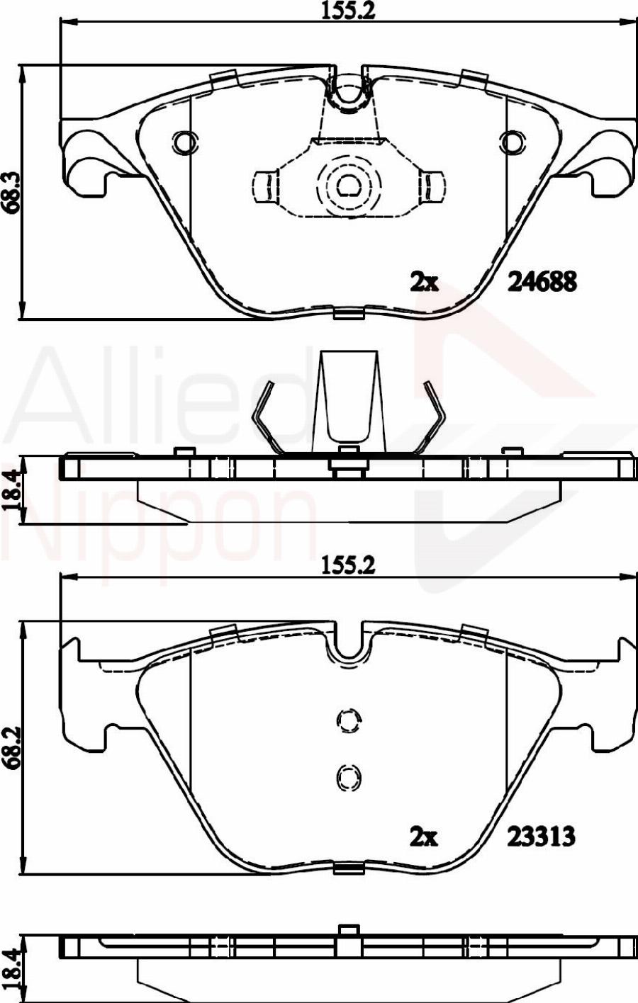 ALLIED NIPPON ADB06097 - Гальмівні колодки, дискові гальма autocars.com.ua