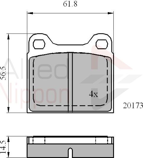 ALLIED NIPPON ADB0731 - Гальмівні колодки, дискові гальма autocars.com.ua