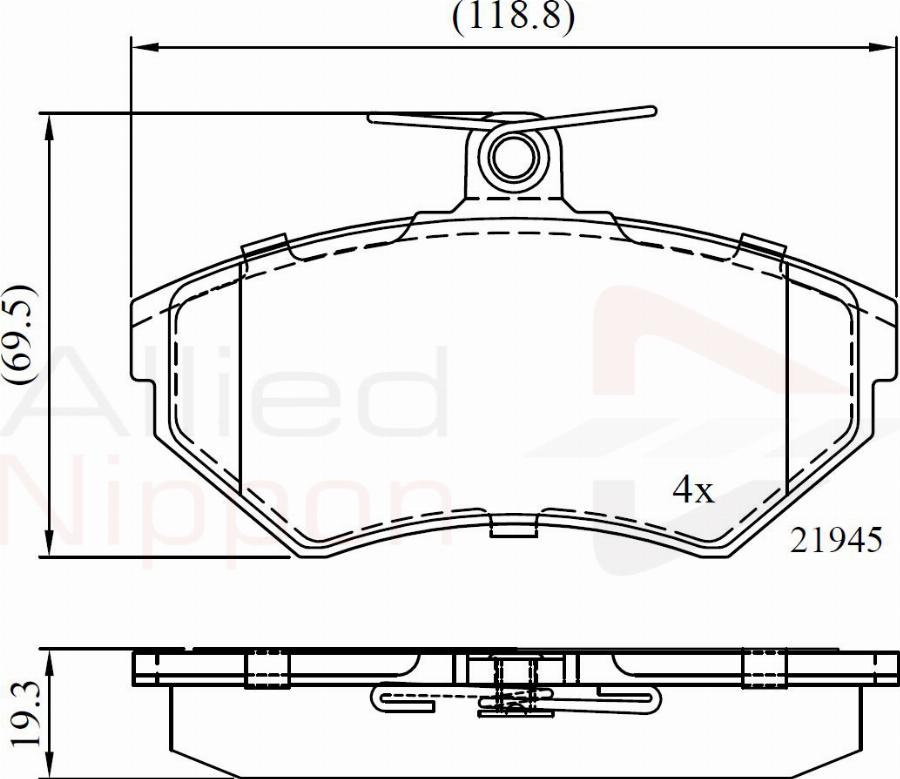 ALLIED NIPPON ADB0736 - Гальмівні колодки, дискові гальма autocars.com.ua