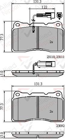 ALLIED NIPPON ADB11022 - Гальмівні колодки, дискові гальма autocars.com.ua