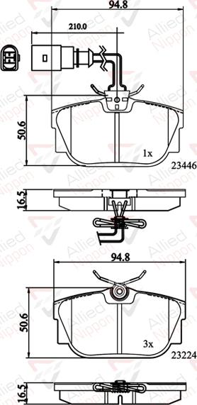 ALLIED NIPPON ADB11151 - Гальмівні колодки, дискові гальма autocars.com.ua