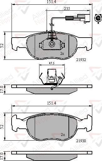 ALLIED NIPPON ADB11171 - Гальмівні колодки, дискові гальма autocars.com.ua