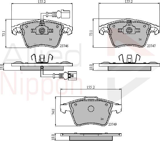 ALLIED NIPPON ADB11312 - Гальмівні колодки, дискові гальма autocars.com.ua