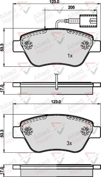 ALLIED NIPPON ADB11535 - Гальмівні колодки, дискові гальма autocars.com.ua