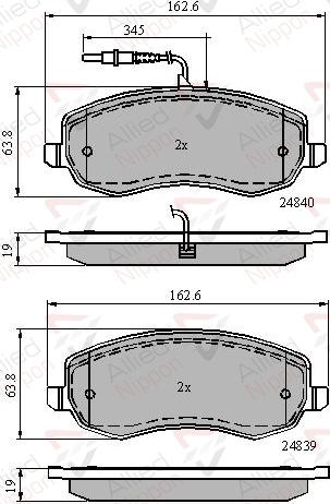 ALLIED NIPPON ADB11678 - Гальмівні колодки, дискові гальма autocars.com.ua