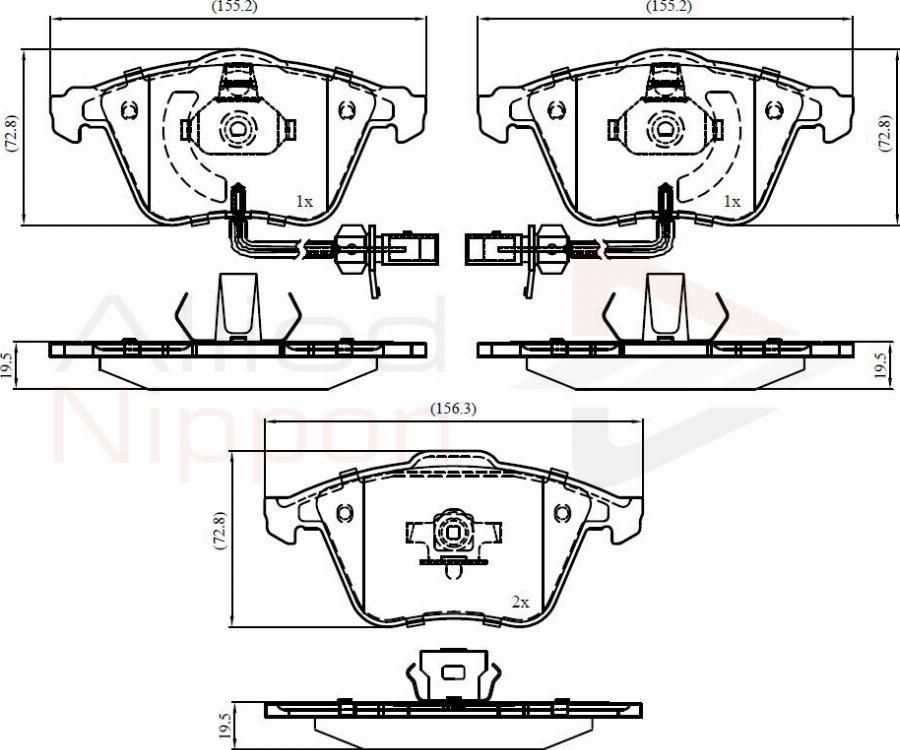 ALLIED NIPPON ADB11753 - Гальмівні колодки, дискові гальма autocars.com.ua