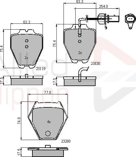 ALLIED NIPPON ADB11771 - Гальмівні колодки, дискові гальма autocars.com.ua