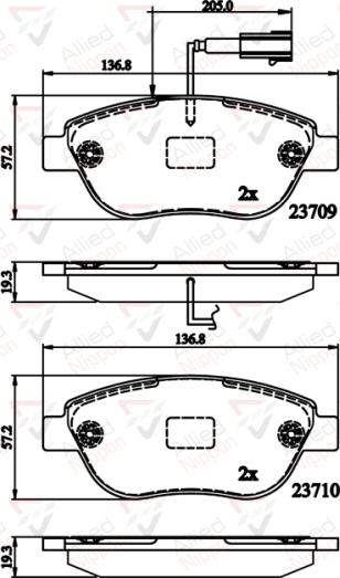 ALLIED NIPPON ADB12140 - Гальмівні колодки, дискові гальма autocars.com.ua