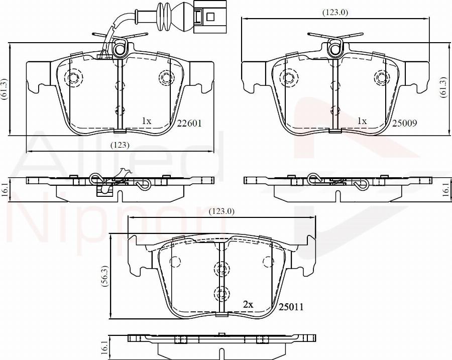ALLIED NIPPON ADB12157 - Гальмівні колодки, дискові гальма autocars.com.ua