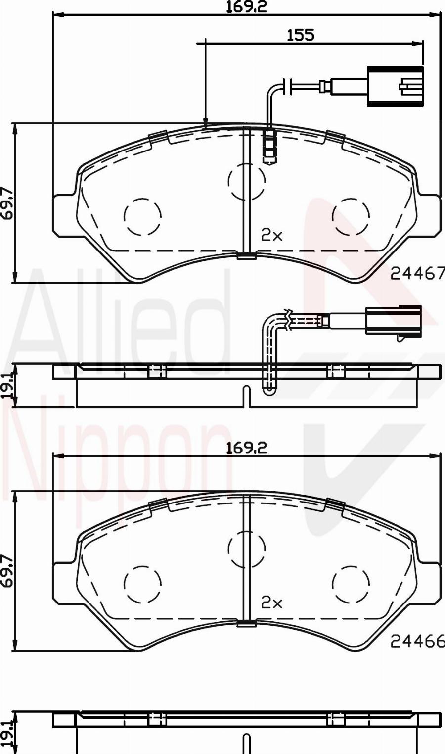 ALLIED NIPPON ADB12225 - Гальмівні колодки, дискові гальма autocars.com.ua
