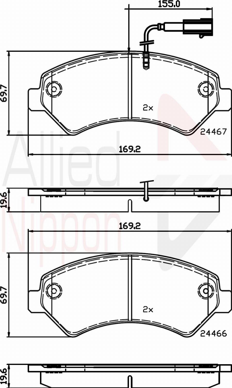 ALLIED NIPPON ADB12247 - Гальмівні колодки, дискові гальма autocars.com.ua