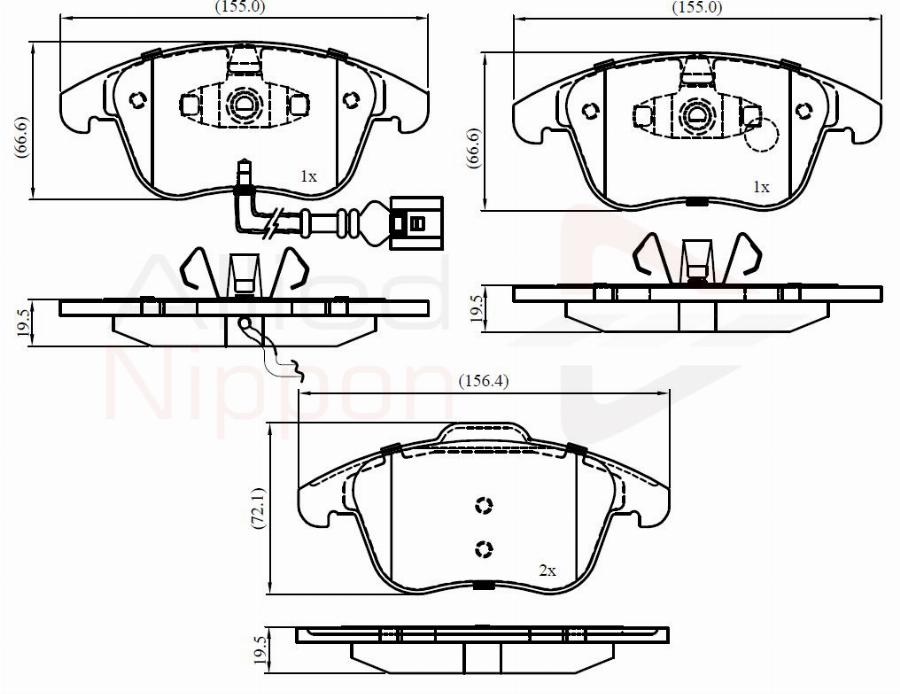 ALLIED NIPPON ADB16022 - Гальмівні колодки, дискові гальма autocars.com.ua