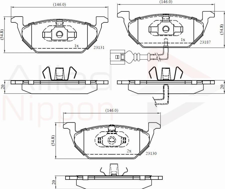 ALLIED NIPPON ADB1851 - Гальмівні колодки, дискові гальма autocars.com.ua