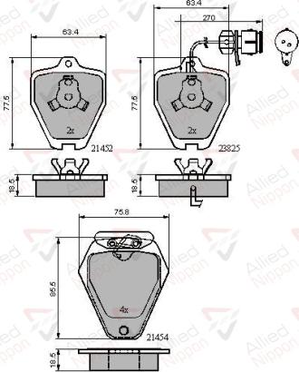 ALLIED NIPPON ADB1884 - Гальмівні колодки, дискові гальма autocars.com.ua