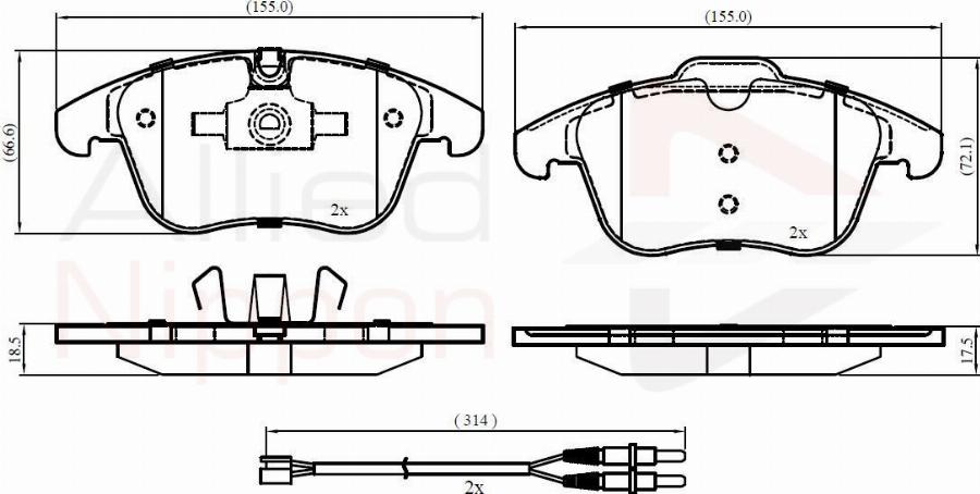 ALLIED NIPPON ADB22002 - Гальмівні колодки, дискові гальма autocars.com.ua
