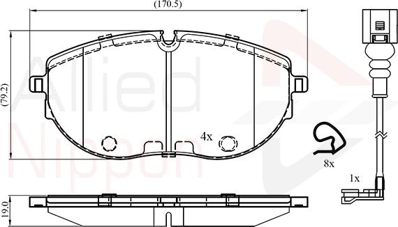ALLIED NIPPON ADB23303 - Гальмівні колодки, дискові гальма autocars.com.ua