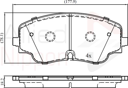 ALLIED NIPPON ADB23425 - Гальмівні колодки, дискові гальма autocars.com.ua