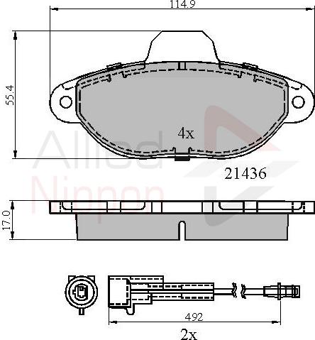 ALLIED NIPPON ADB2509 - Гальмівні колодки, дискові гальма autocars.com.ua