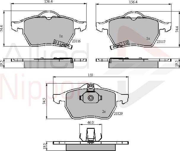 ALLIED NIPPON ADB31167 - Гальмівні колодки, дискові гальма autocars.com.ua