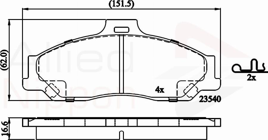 ALLIED NIPPON ADB31245 - Гальмівні колодки, дискові гальма autocars.com.ua