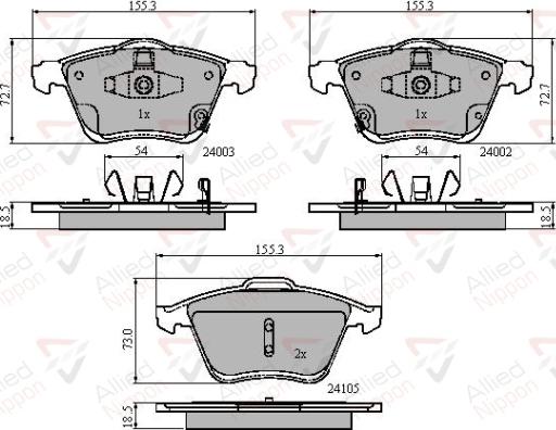 ALLIED NIPPON ADB31522 - Гальмівні колодки, дискові гальма autocars.com.ua