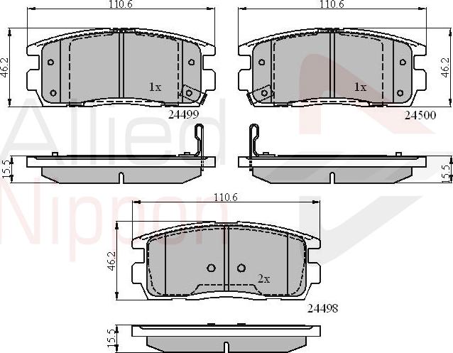 ALLIED NIPPON ADB31580 - Гальмівні колодки, дискові гальма autocars.com.ua