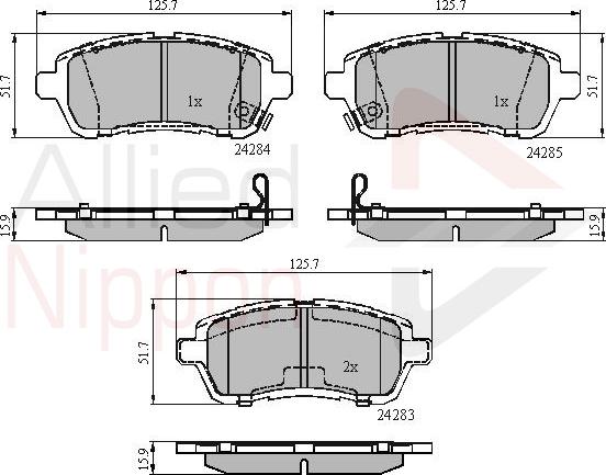 ALLIED NIPPON ADB31620 - Гальмівні колодки, дискові гальма autocars.com.ua