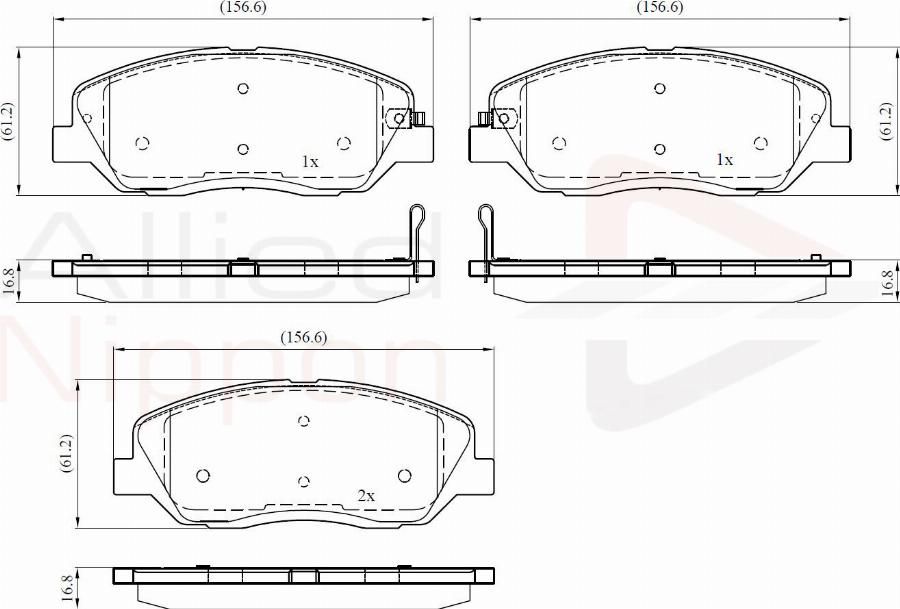 ALLIED NIPPON ADB31676 - Гальмівні колодки, дискові гальма autocars.com.ua