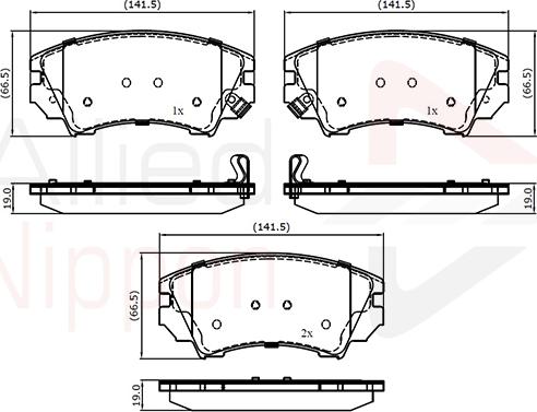 ALLIED NIPPON ADB31680 - Гальмівні колодки, дискові гальма autocars.com.ua