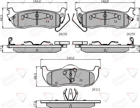 ALLIED NIPPON ADB31734 - Гальмівні колодки, дискові гальма autocars.com.ua
