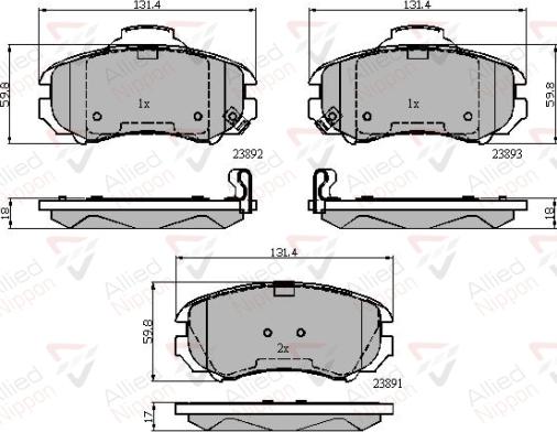 ALLIED NIPPON ADB31774 - Гальмівні колодки, дискові гальма autocars.com.ua