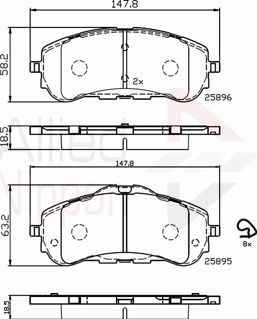 ALLIED NIPPON ADB32232 - Гальмівні колодки, дискові гальма autocars.com.ua