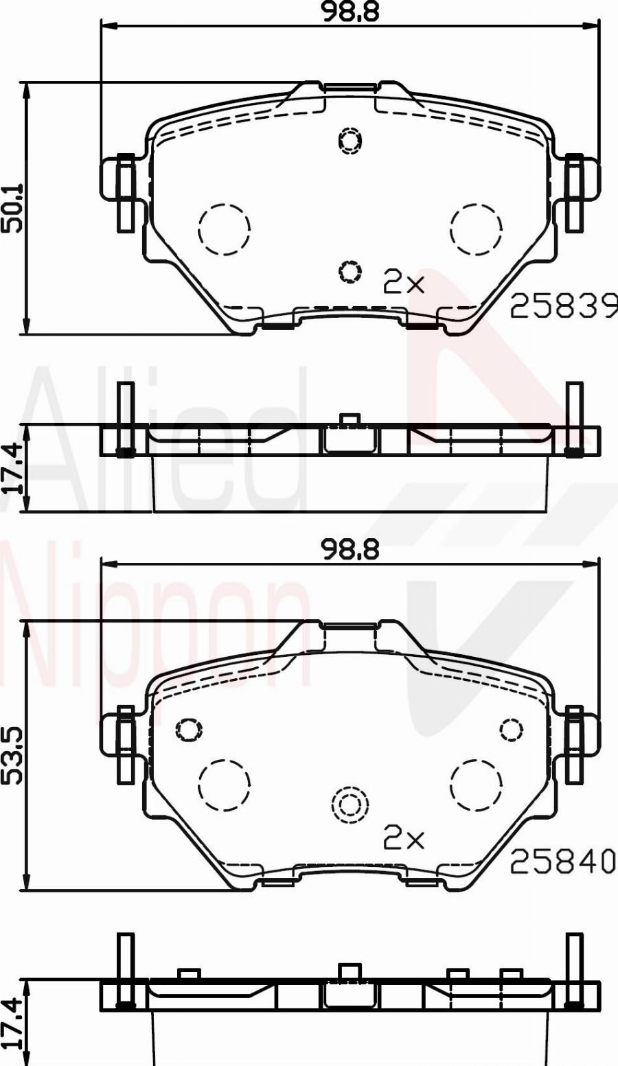 ALLIED NIPPON ADB32234 - Гальмівні колодки, дискові гальма autocars.com.ua