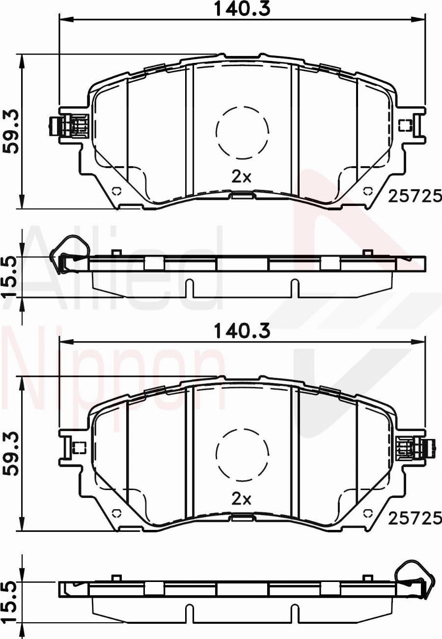 ALLIED NIPPON ADB32237 - Гальмівні колодки, дискові гальма autocars.com.ua