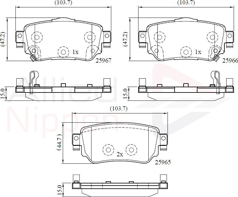 ALLIED NIPPON ADB32277 - Гальмівні колодки, дискові гальма autocars.com.ua